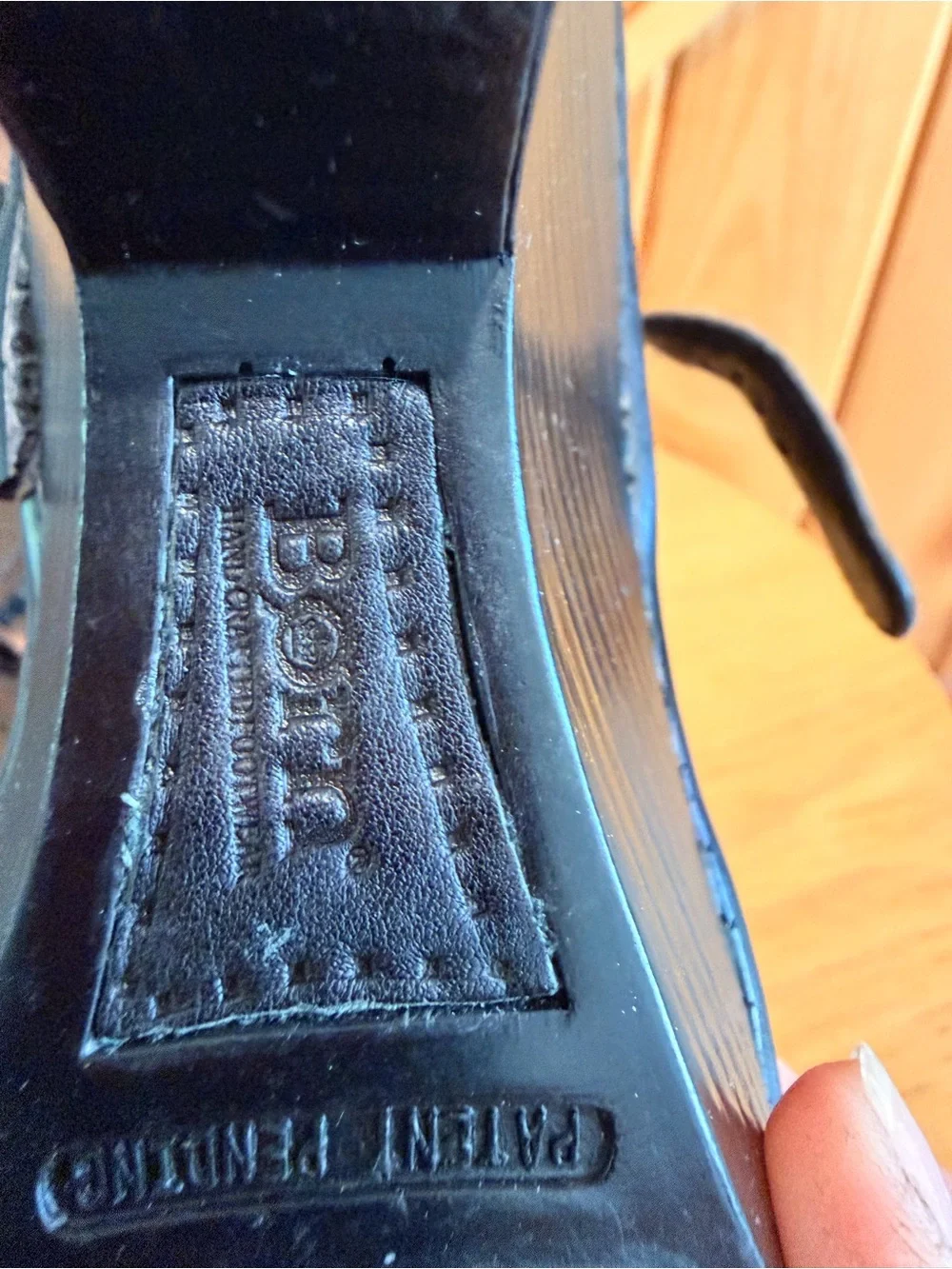 Born Black Embossed Leather Wedge Sandals